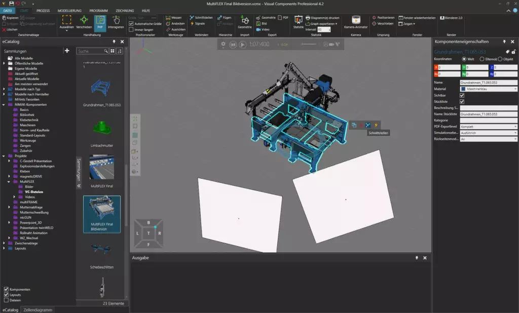 Software de simulación de fábrica de componentes visuales